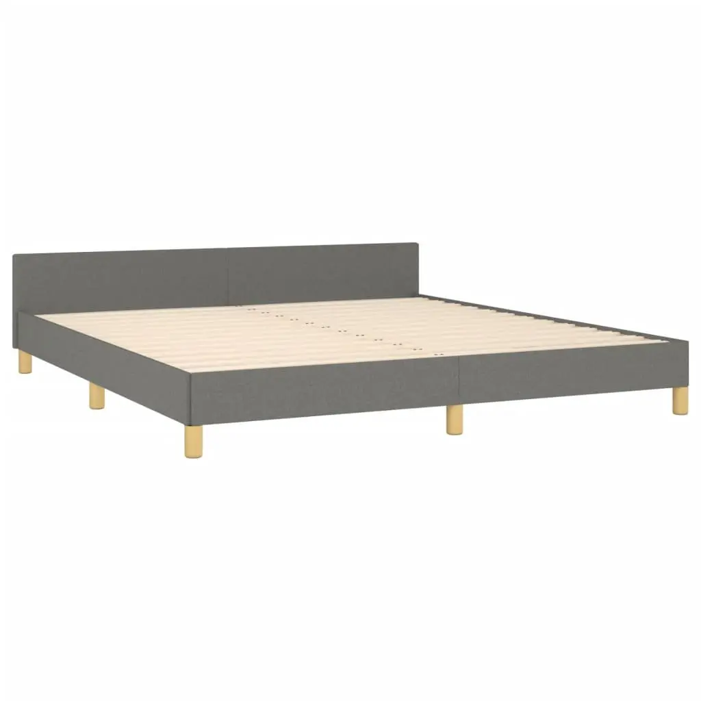 Fabric Bed Frame Grey Adjustable Headboard 152x203cm Queen Size Bedroom Furniture
