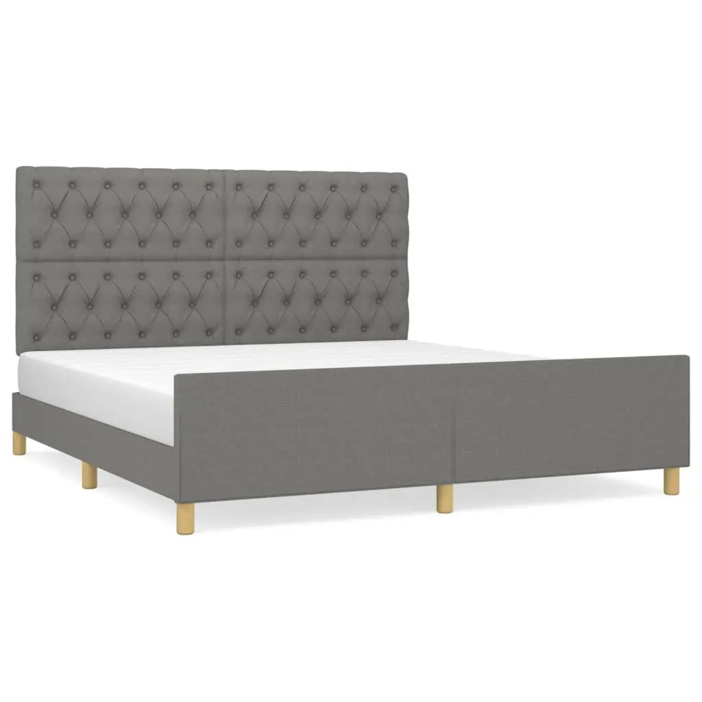 Queen Bed Frame Grey Fabric 152x203cm