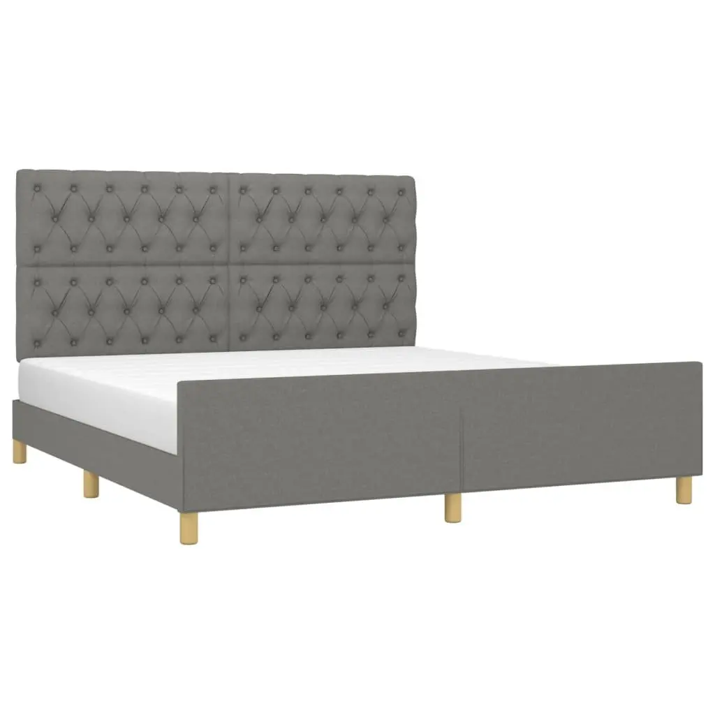 Queen Bed Frame Grey Fabric 152x203cm