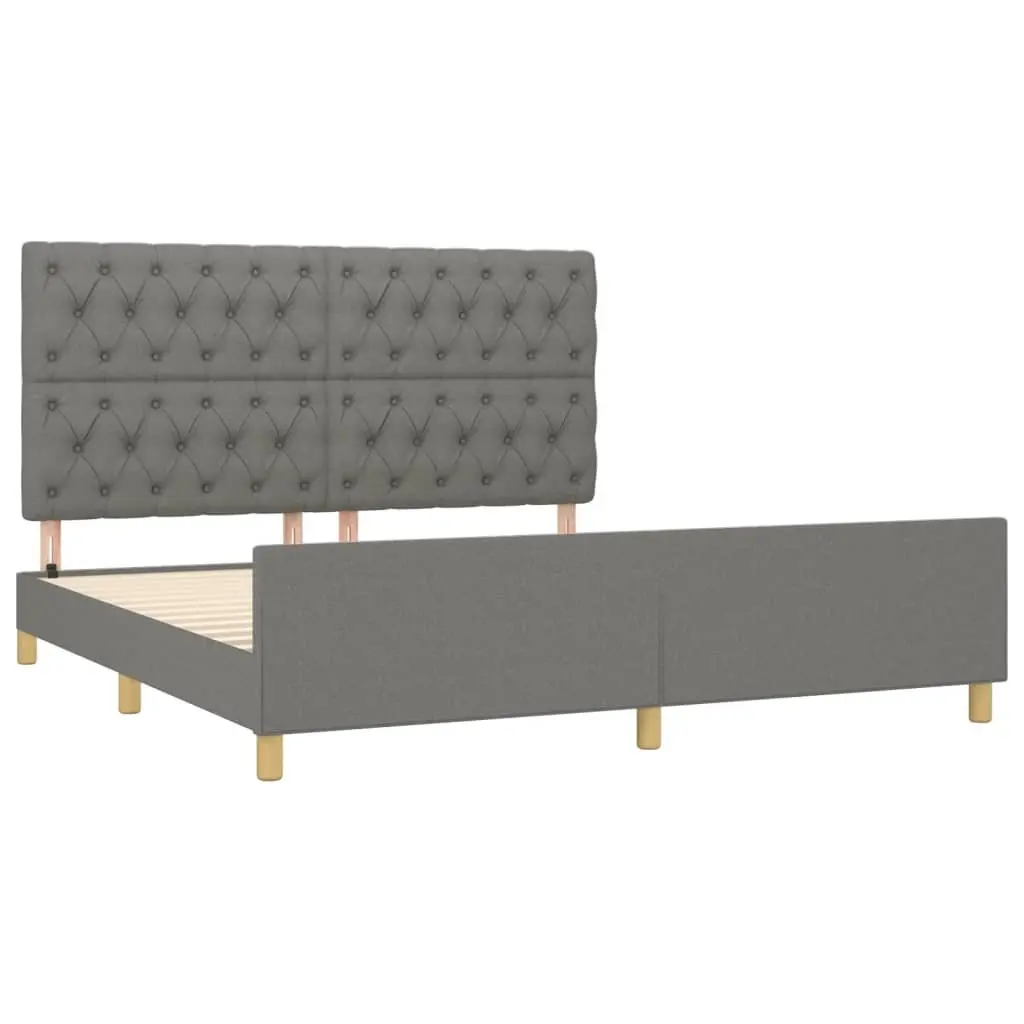 Queen Bed Frame Grey Fabric 152x203cm