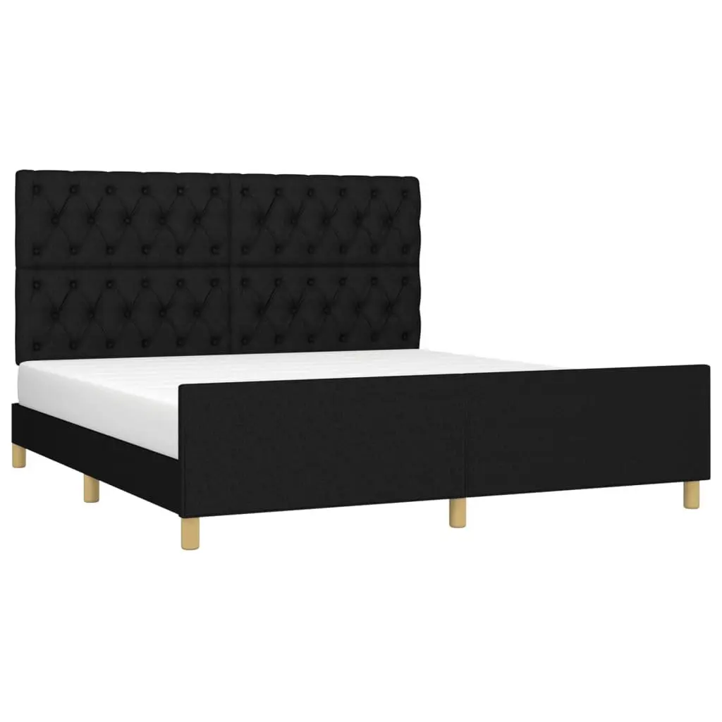 Queen Bed Frame Black Fabric 152x203 cm