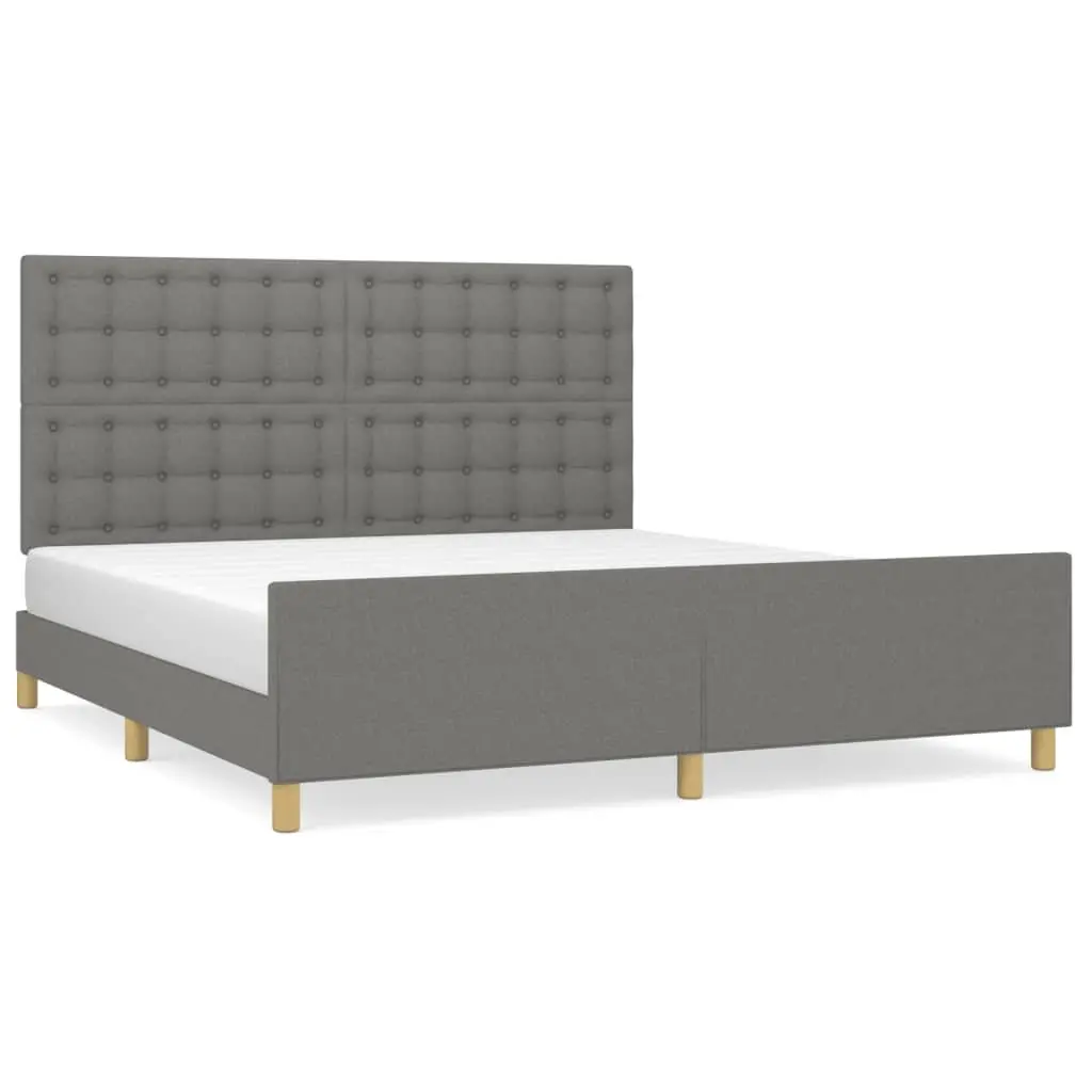 Grey Fabric Queen Bed Frame with Adjustable Headboard