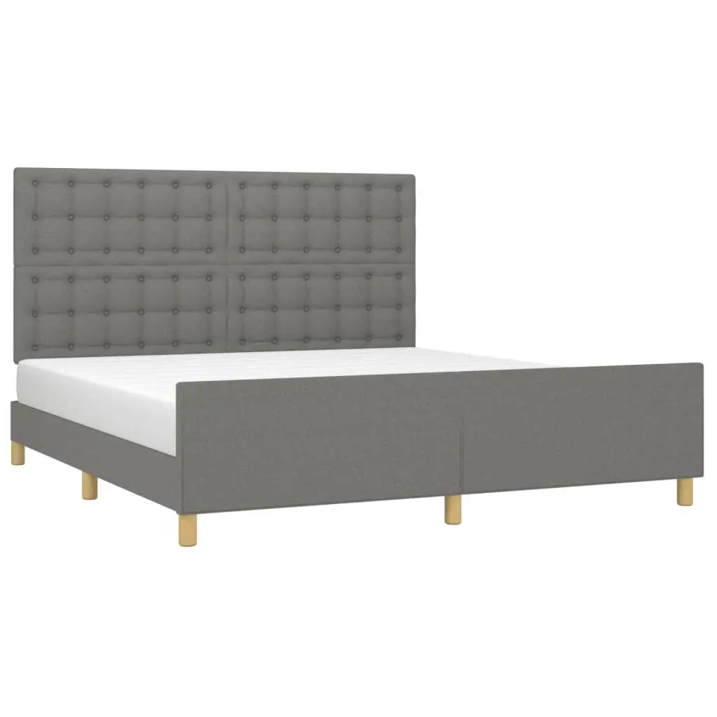 Grey Fabric Queen Bed Frame with Adjustable Headboard