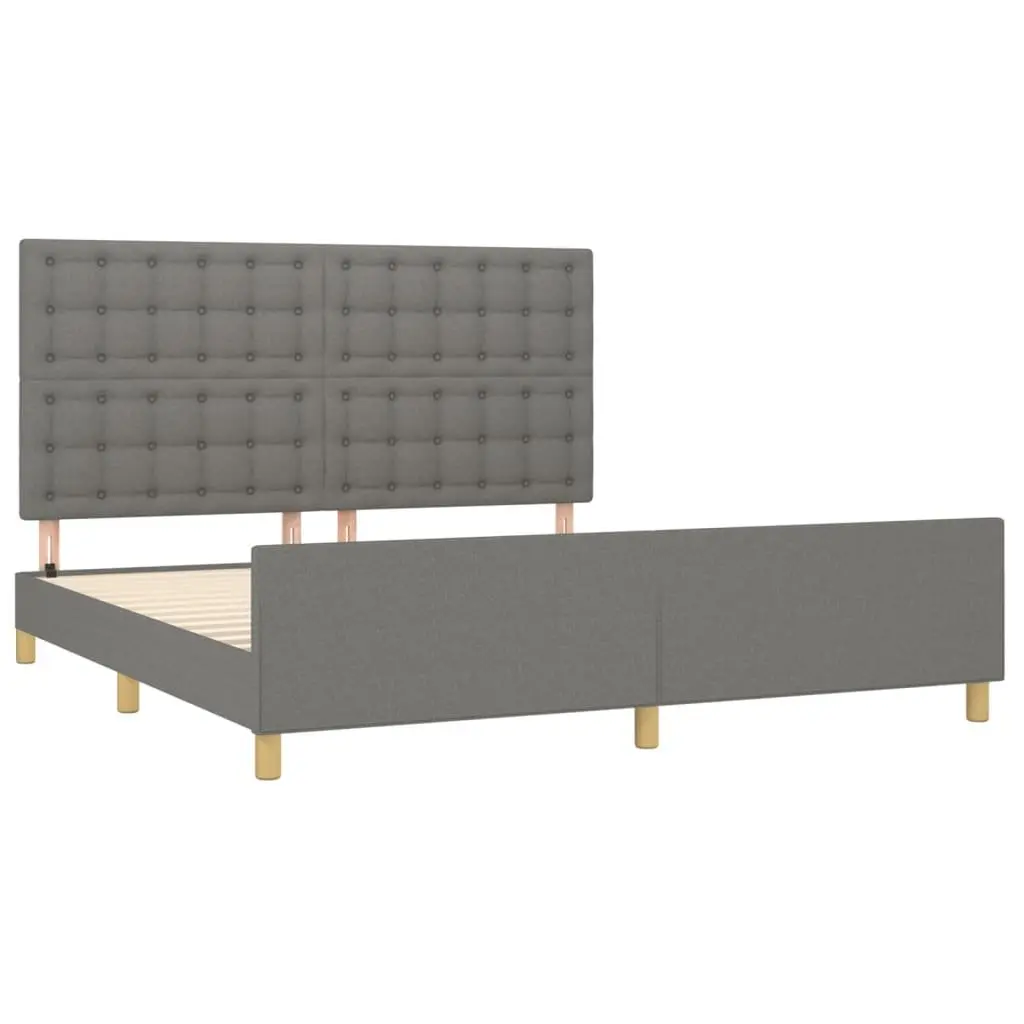 Grey Fabric Queen Bed Frame with Adjustable Headboard