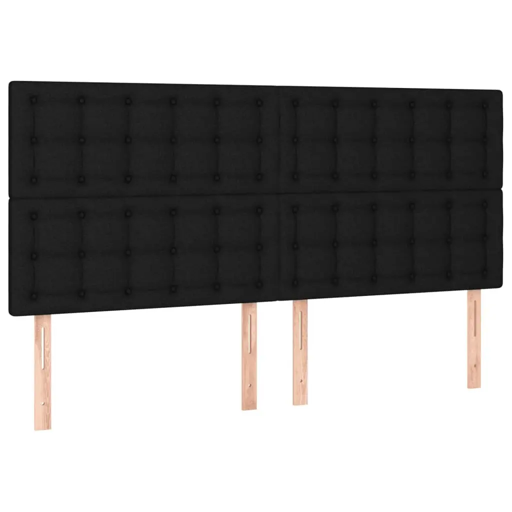 Black Fabric Upholstered Queen Bed Frame with Headboard