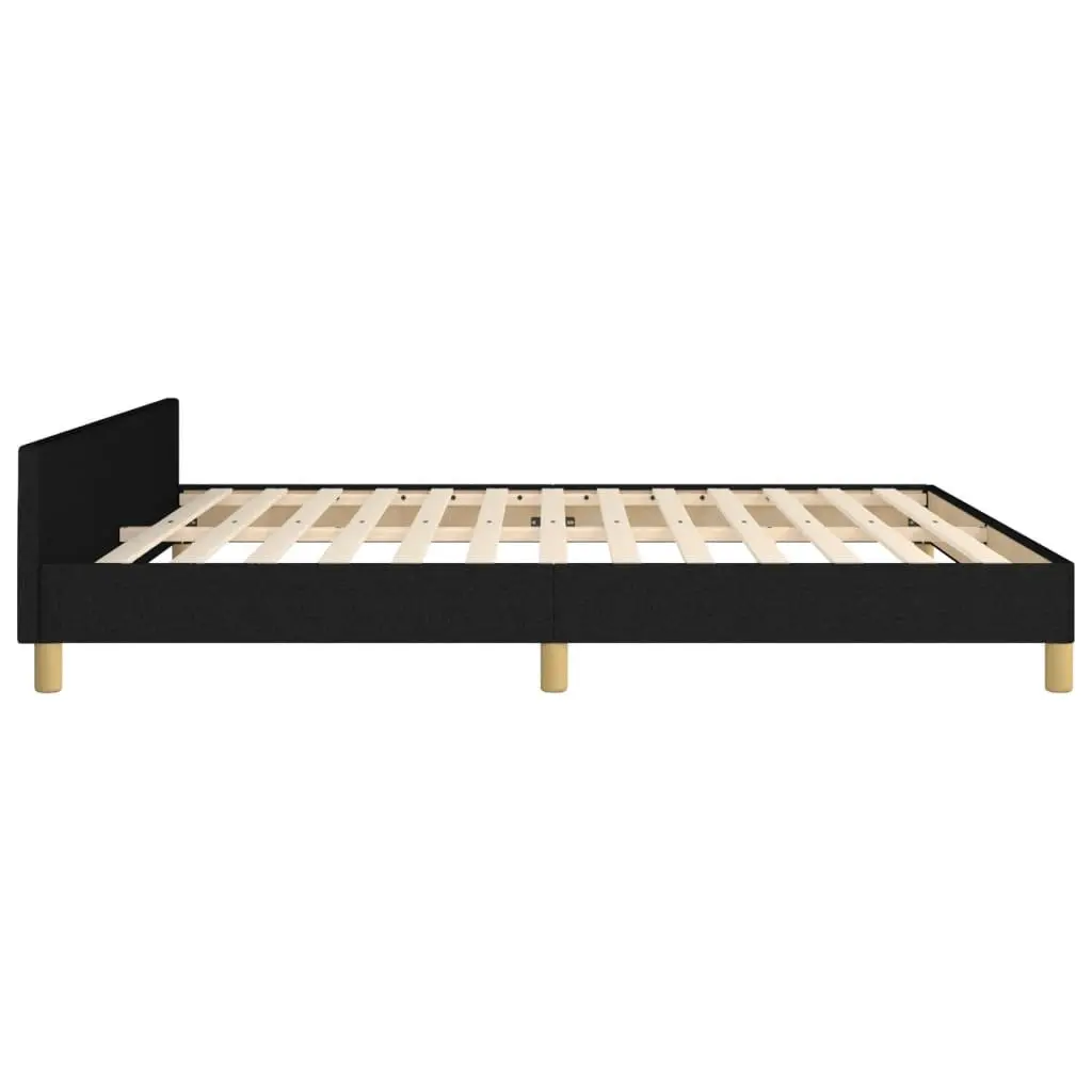 Black Fabric Upholstered Queen Bed Frame with Headboard