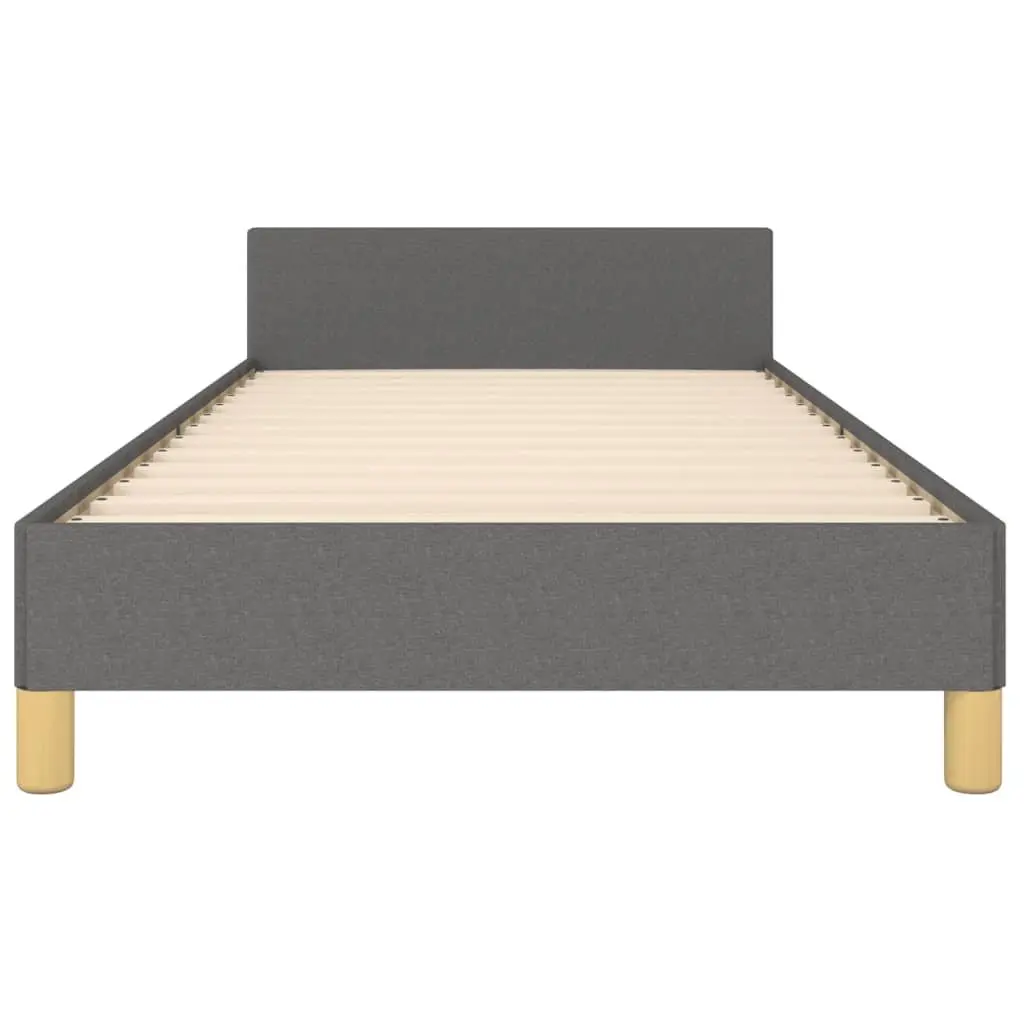 King Single Bed Frame with Grey Fabric Headboard