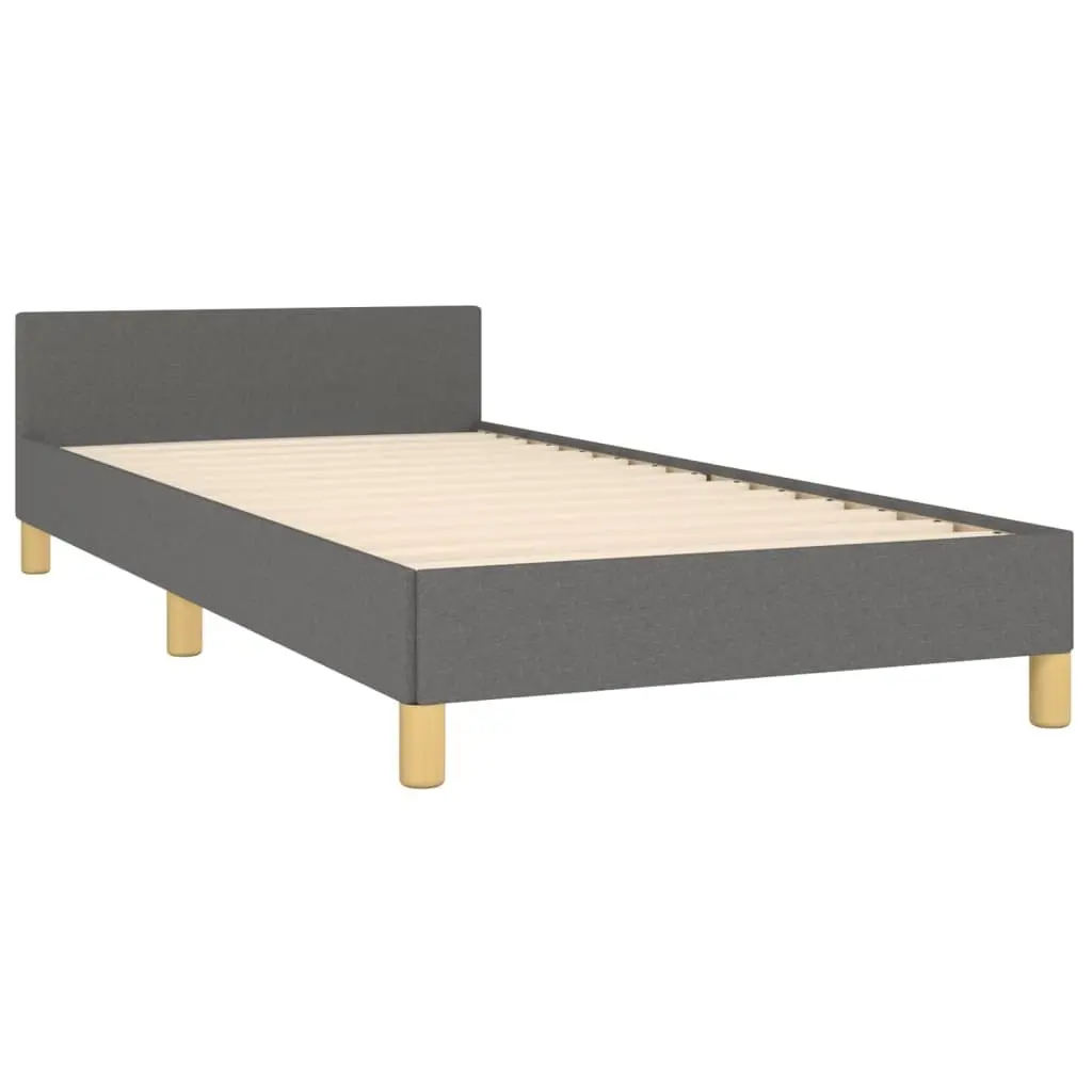 King Single Bed Frame with Adjustable Grey Fabric Headboard