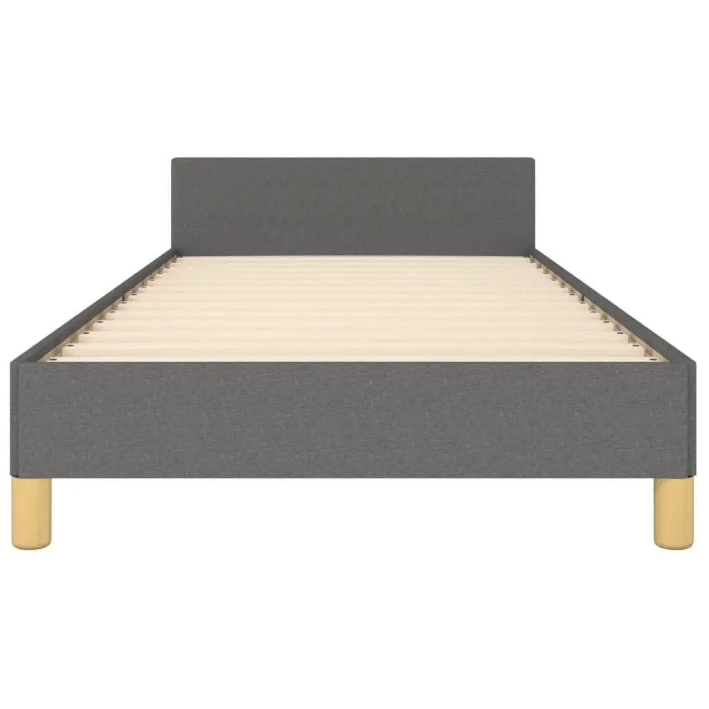 King Single Bed Frame with Adjustable Grey Fabric Headboard