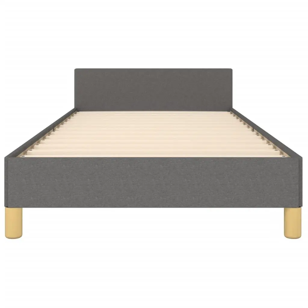 King Single Bed Frame with Adjustable Grey Fabric Headboard