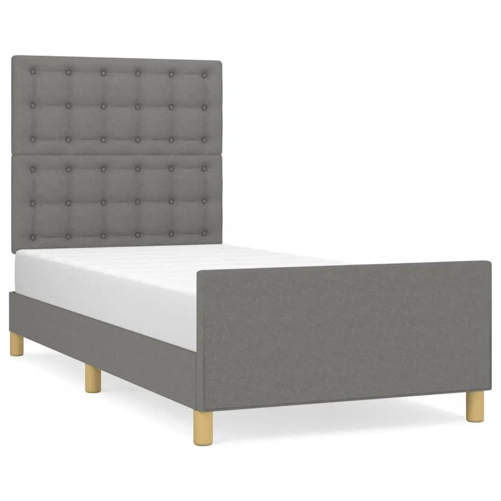King Single Bed Frame Grey Fabric 107x203 cm