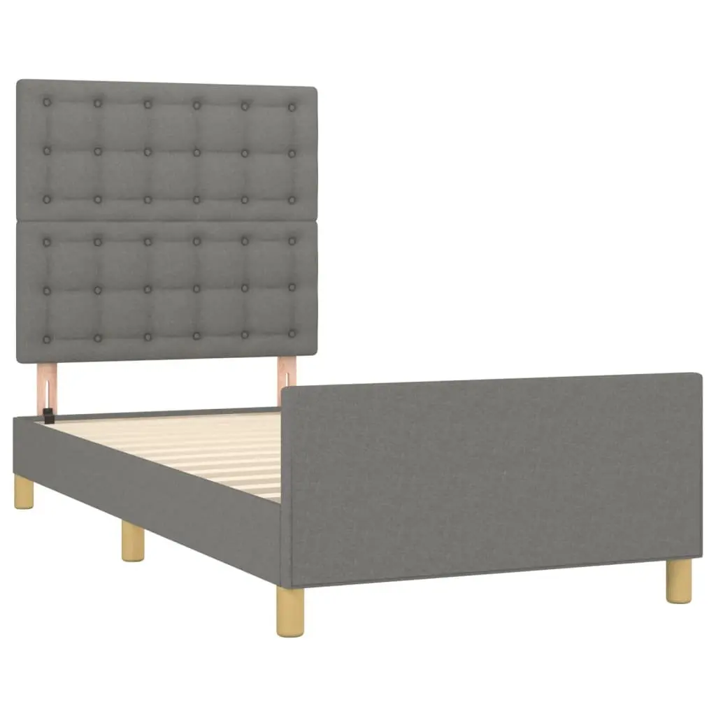 King Single Bed Frame Grey Fabric 107x203 cm