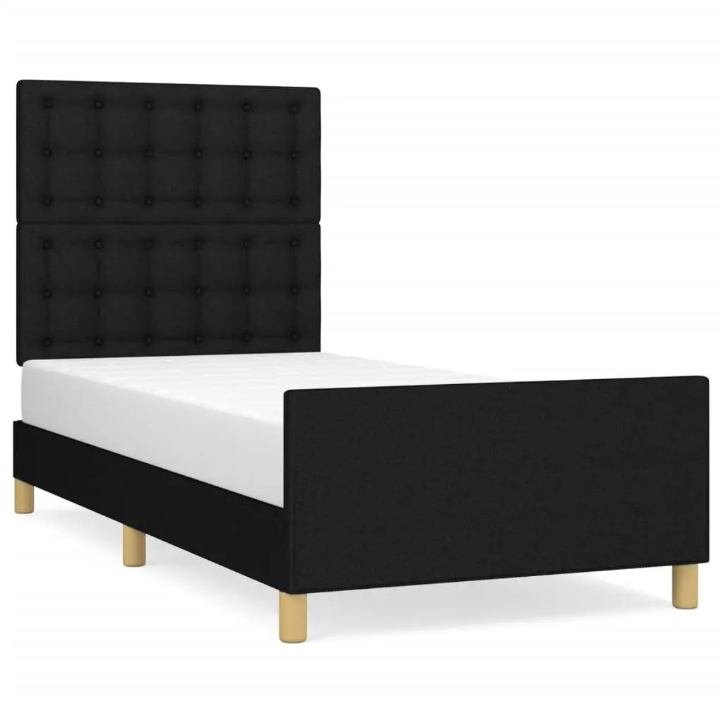 King Single Size Bed Frame with Black Fabric Headboard