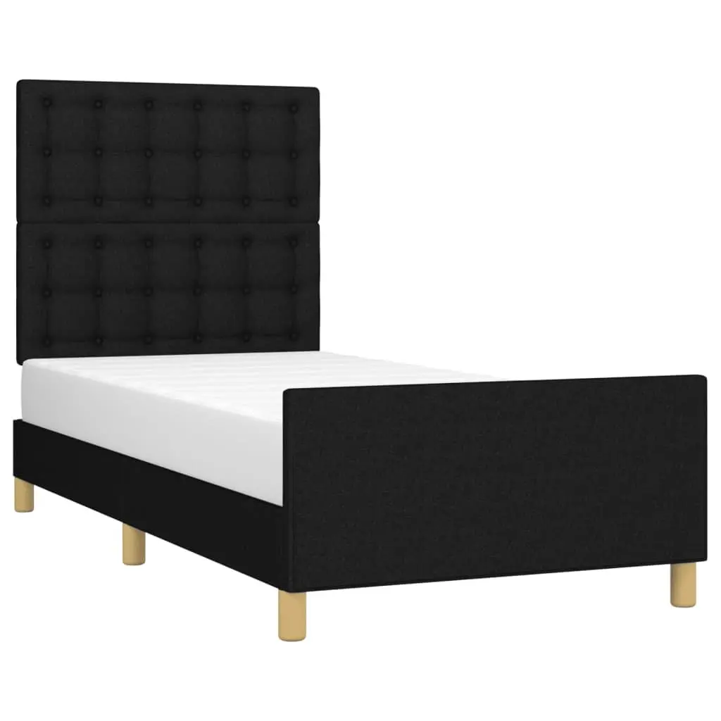 King Single Size Bed Frame with Black Fabric Headboard