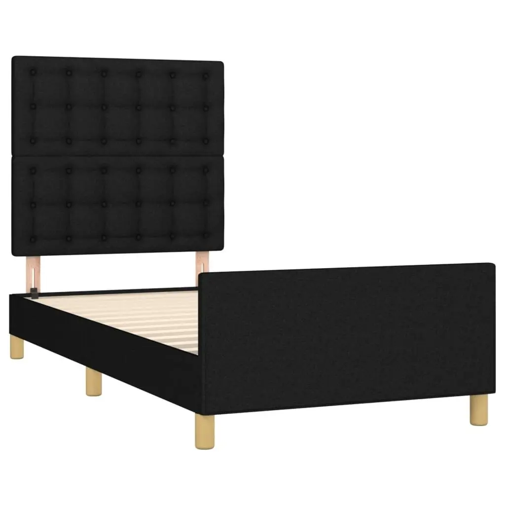 King Single Size Bed Frame with Black Fabric Headboard