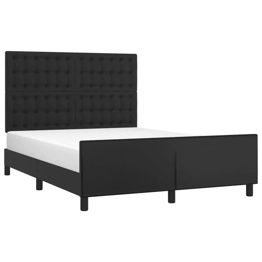 Double Bed Frame With Black Faux Leather Headboard
