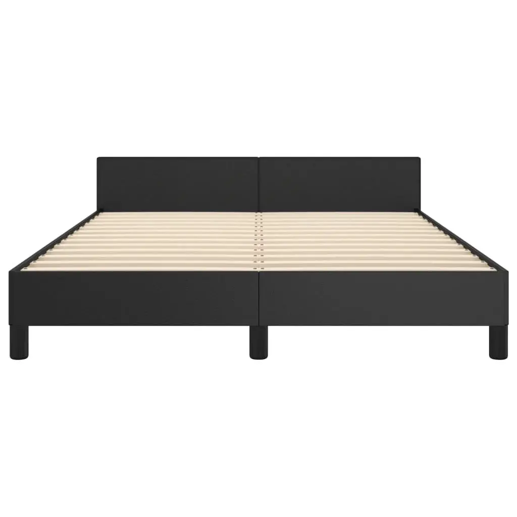 Double Bed Frame With Black Faux Leather Headboard