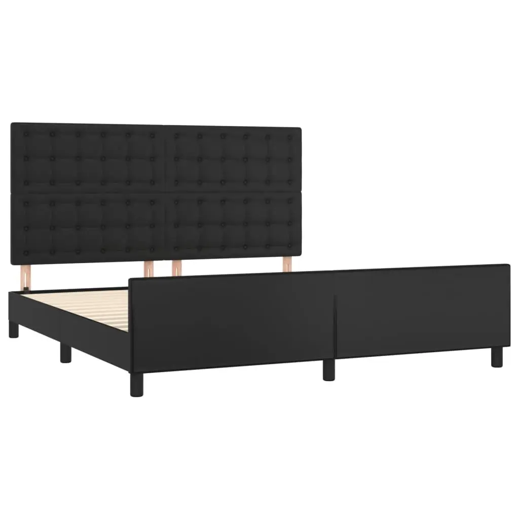 Queen Bed Frame Black Faux Leather 152x203 cm