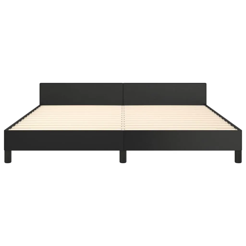 Queen Bed Frame Black Faux Leather 152x203 cm