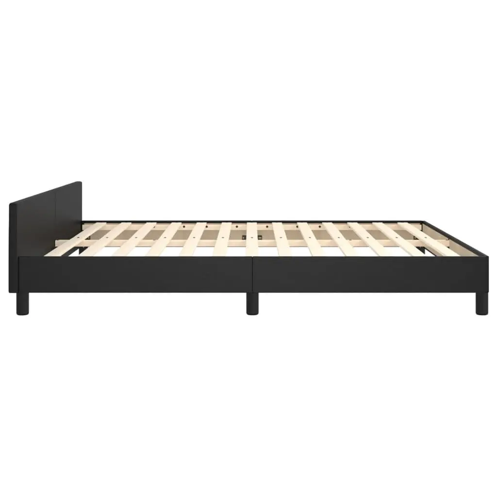 Queen Bed Frame Black Faux Leather 152x203 cm