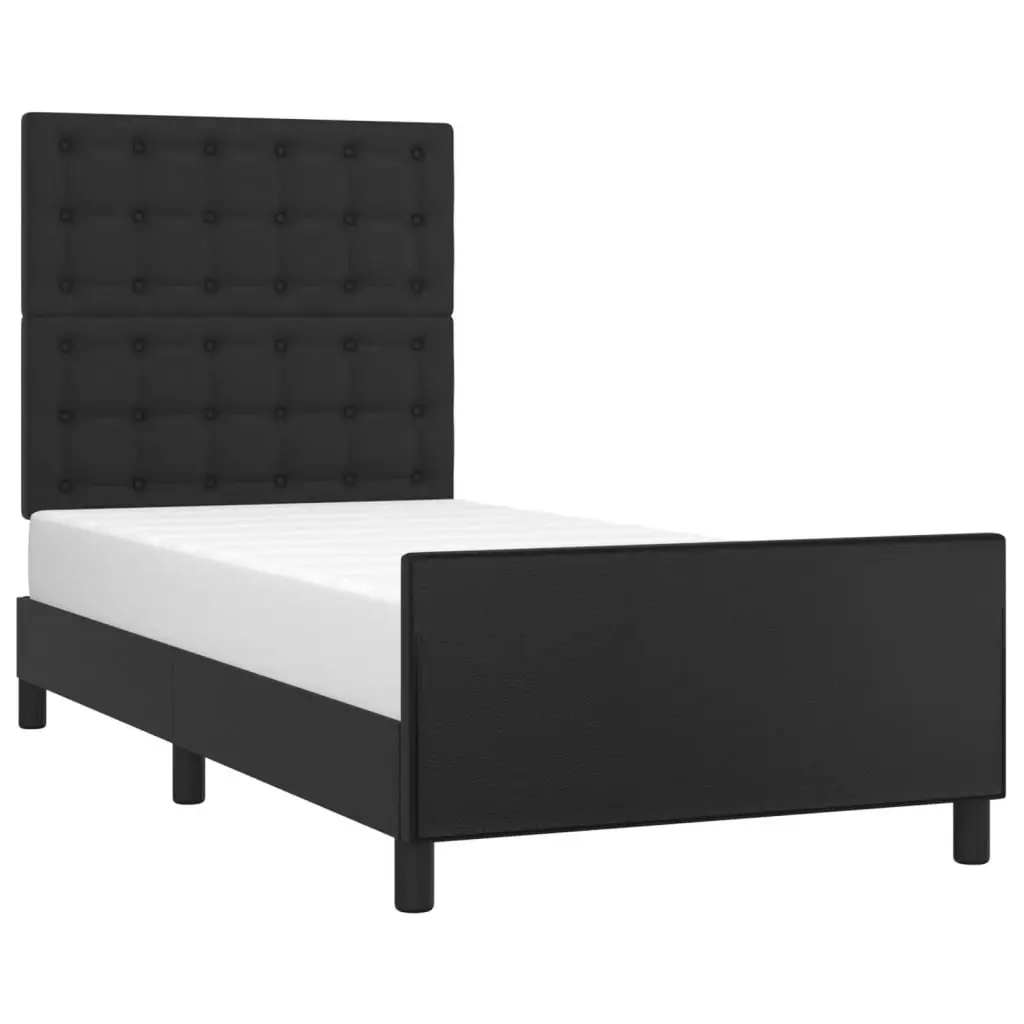 King Single Bed Frame with Black Velvet Headboard