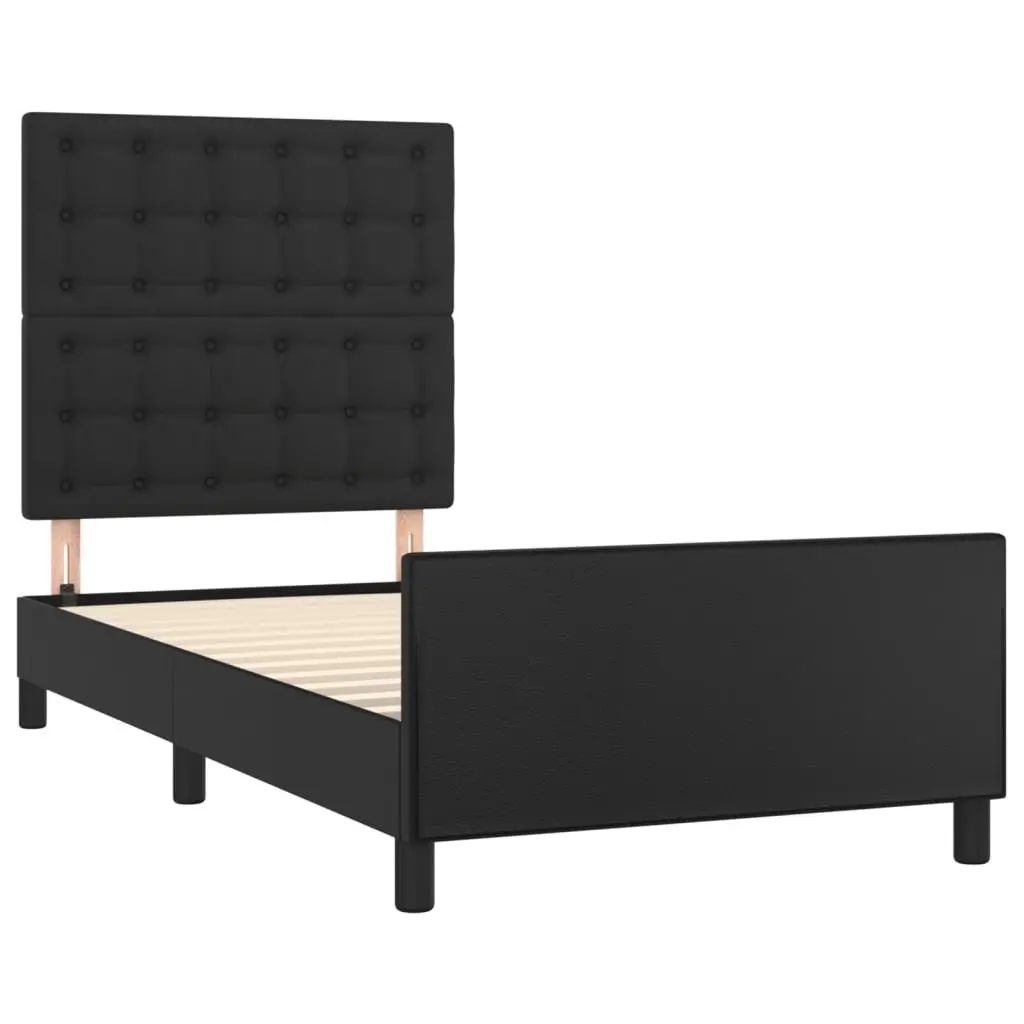 King Single Bed Frame with Black Velvet Headboard