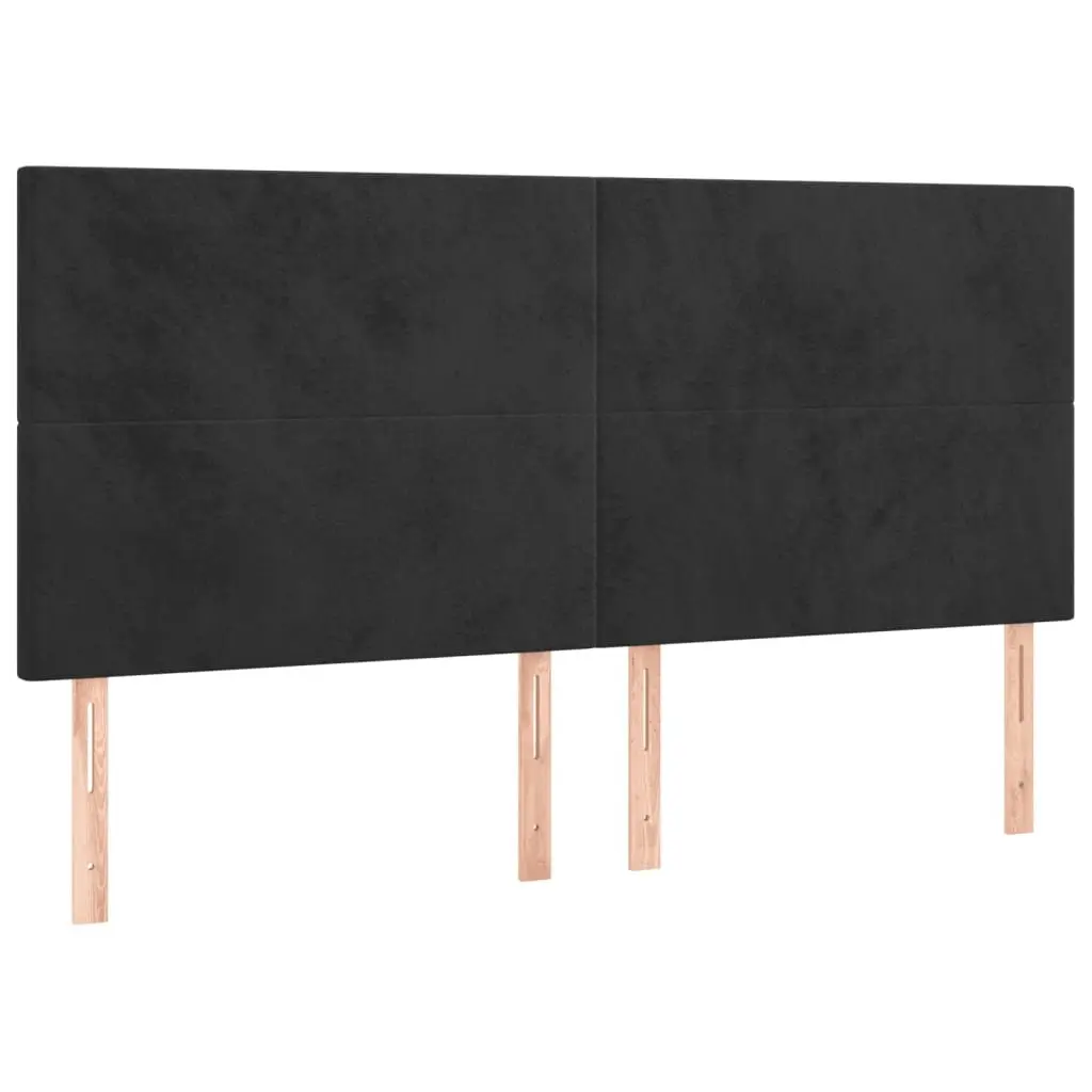 Queen Bed Frame with Black Velvet Headboard 152x203cm