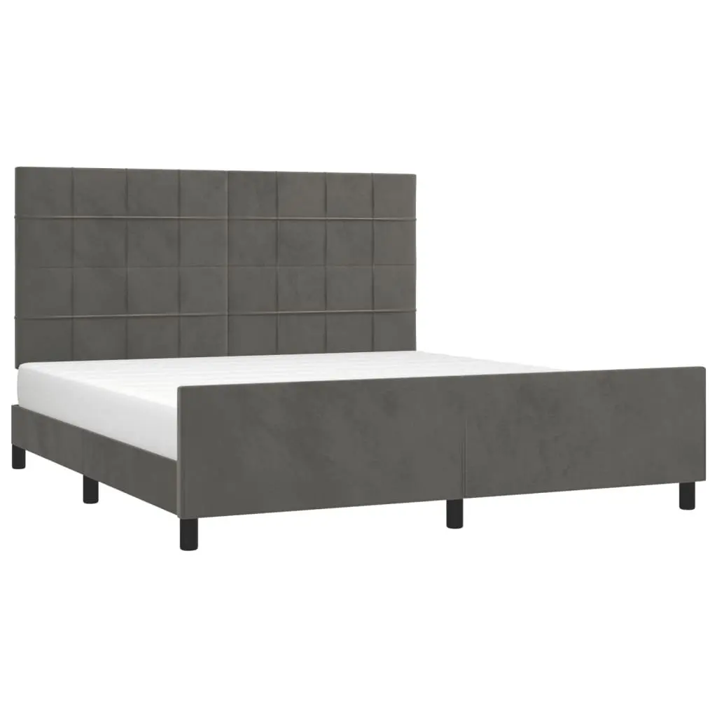 Dark Grey Queen Bed Frame with Adjustable Headboard