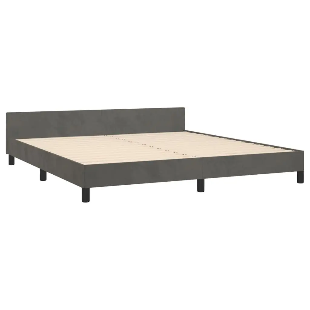 Dark Grey Queen Bed Frame with Adjustable Headboard
