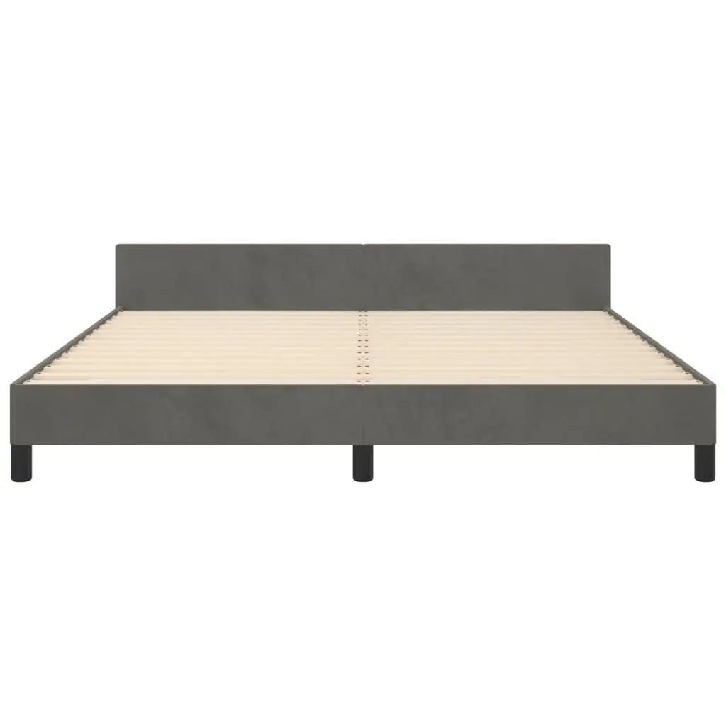 Dark Grey Queen Bed Frame with Adjustable Headboard