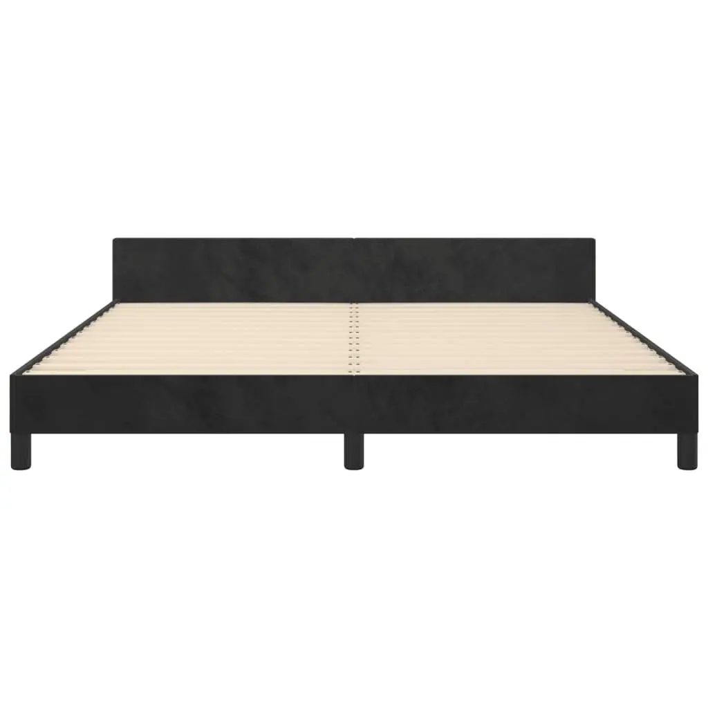 Queen Bed Frame with Velvet Headboard 152x203cm