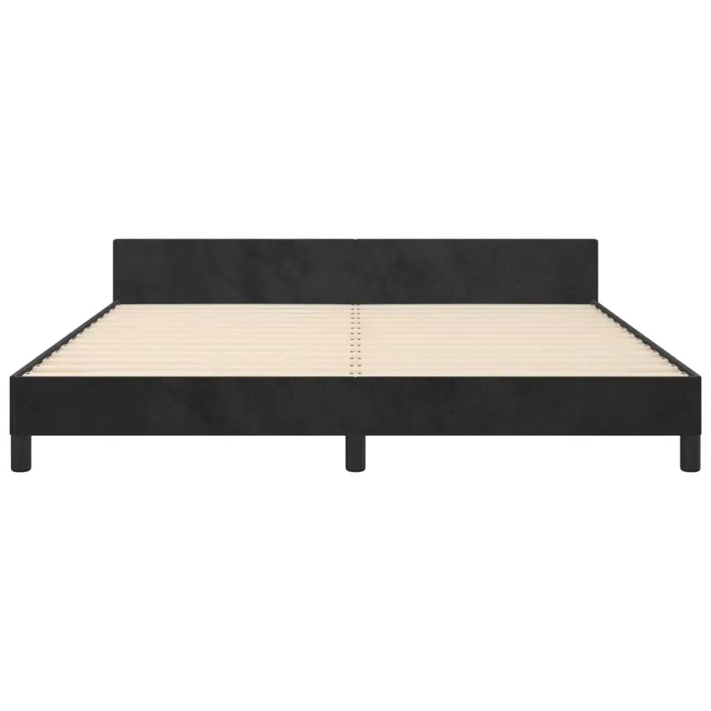 Queen Bed Frame Black Velvet 152x203cm Adjustable Height