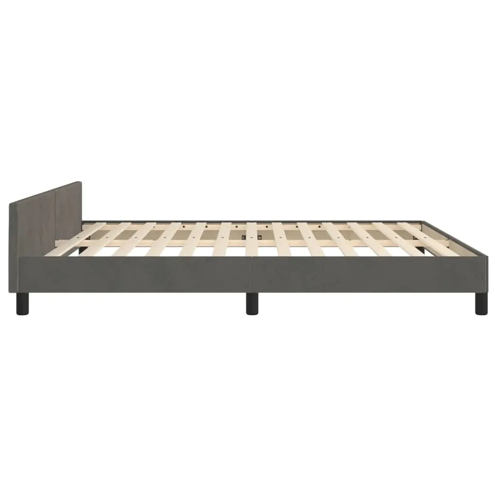 Dark Grey Velvet Queen Bed Frame with Headboard 152x203 cm