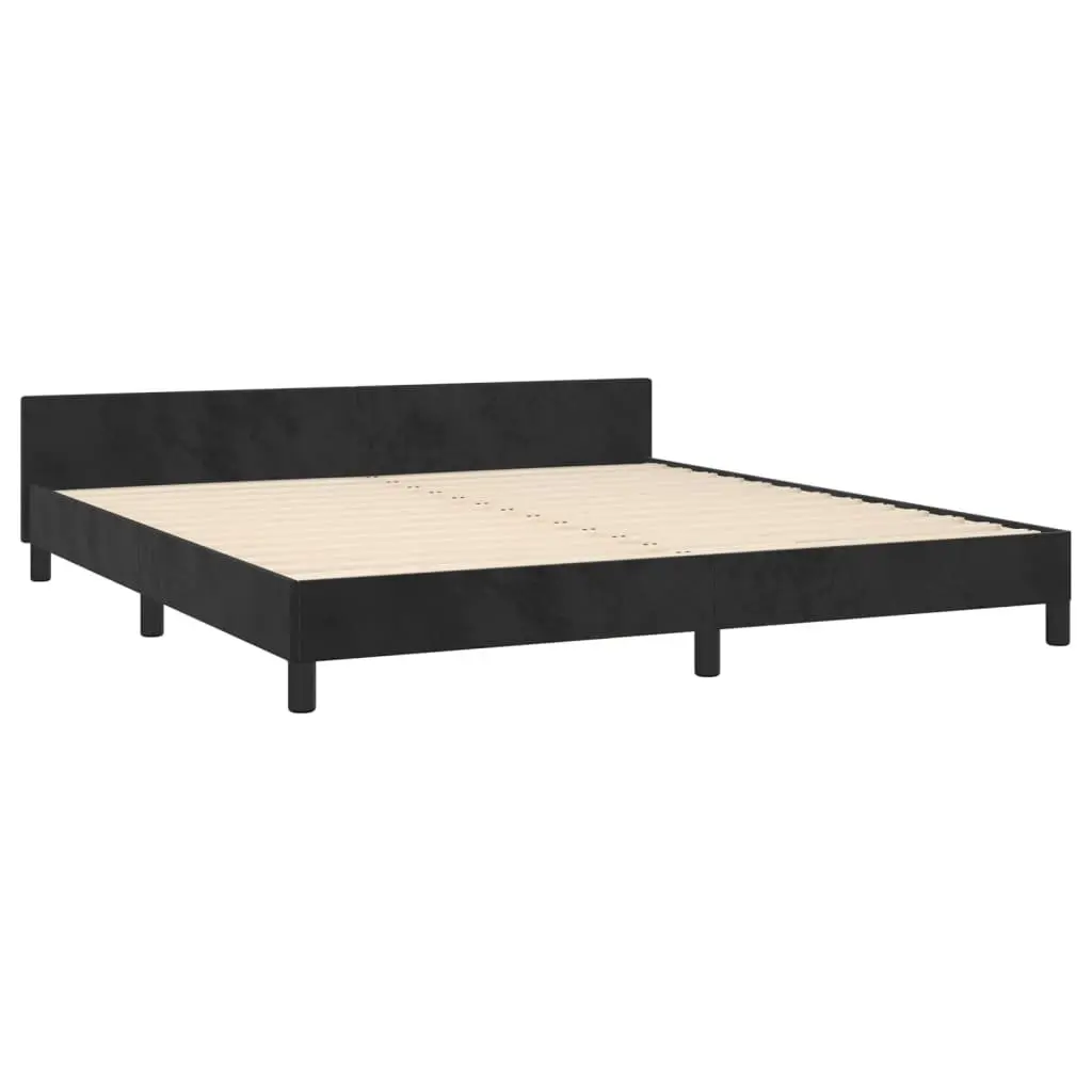 Queen Bed Frame with Adjustable Velvet Headboard