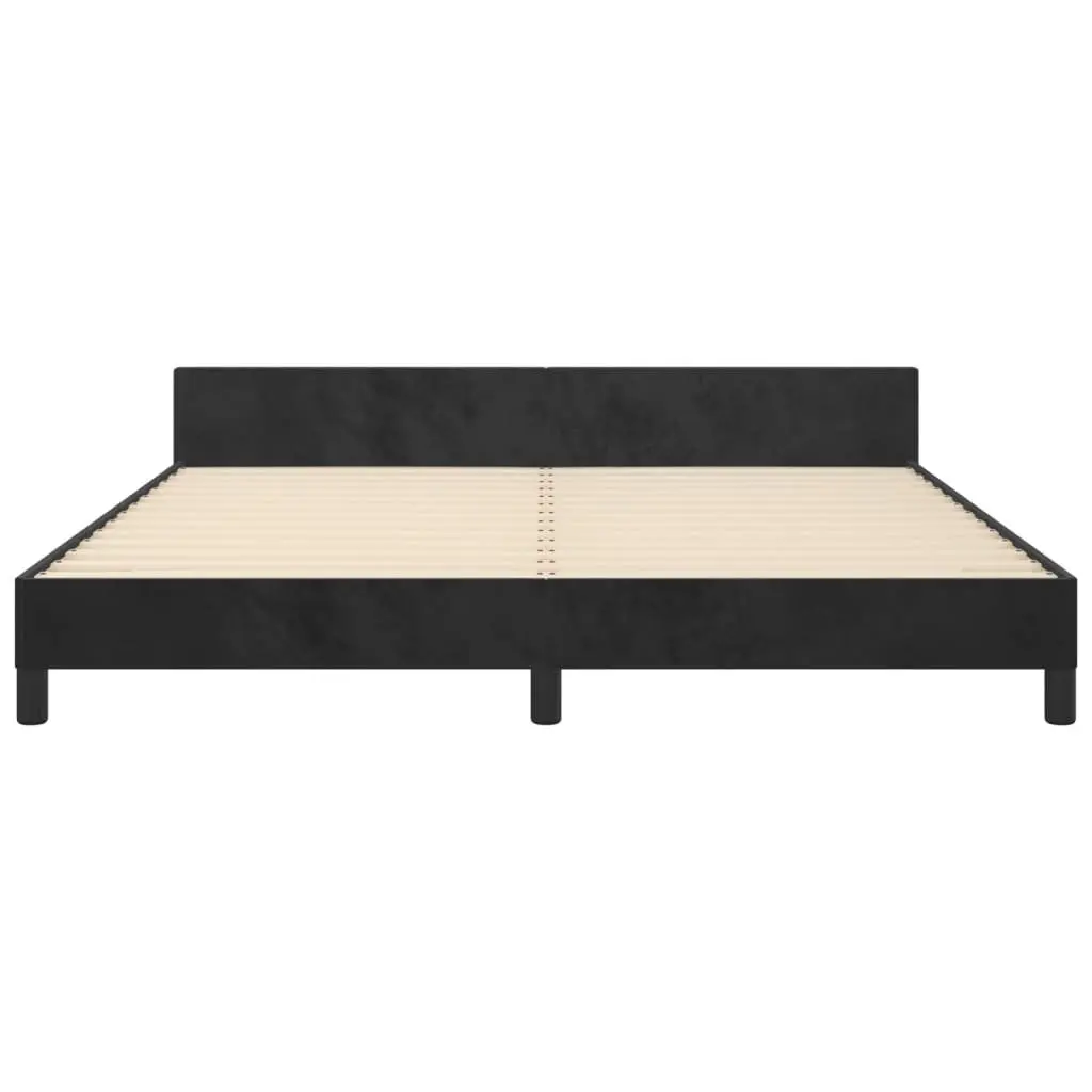 Queen Bed Frame with Adjustable Velvet Headboard