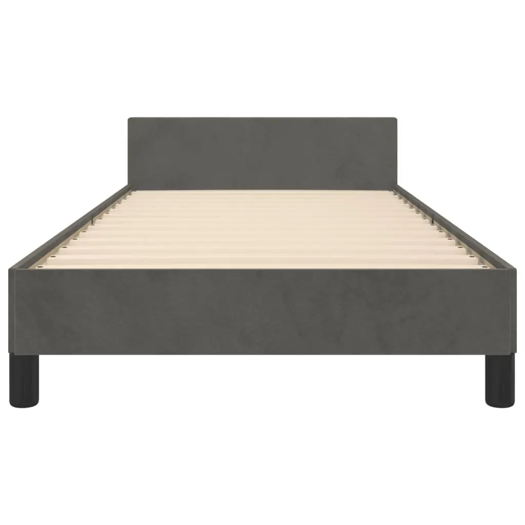 King Single Bed Frame with Grey Velvet Headboard