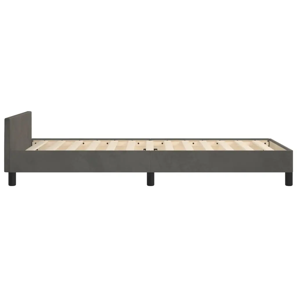 King Single Bed Frame with Grey Velvet Headboard