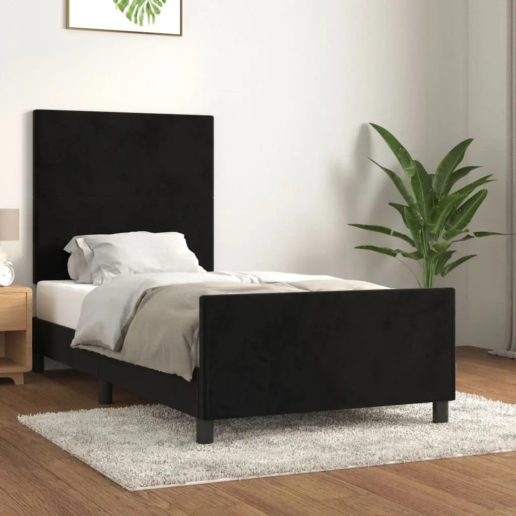 King Single Bed Frame Black Velvet 107x203 cm