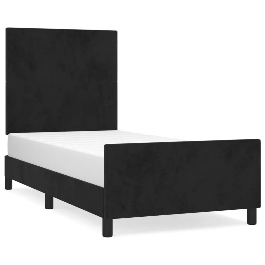 King Single Bed Frame Black Velvet 107x203 cm