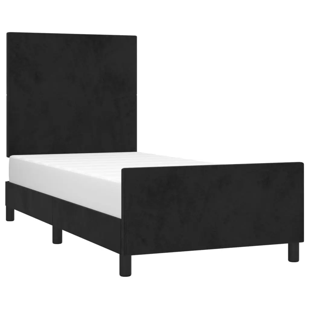 King Single Bed Frame Black Velvet 107x203 cm