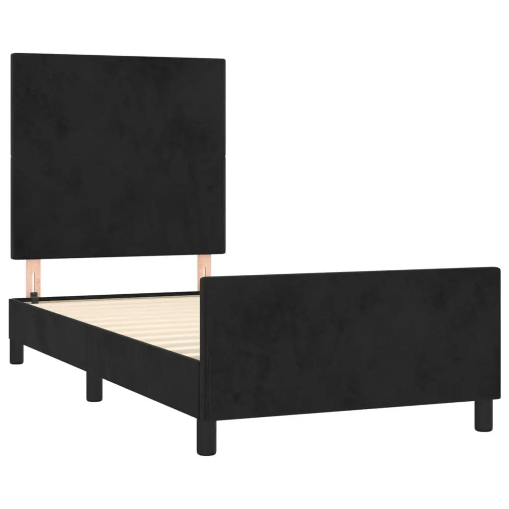 King Single Bed Frame Black Velvet 107x203 cm