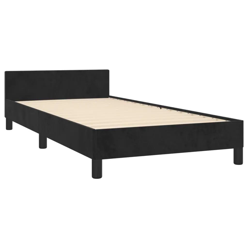King Single Bed Frame Black Velvet 107x203 cm