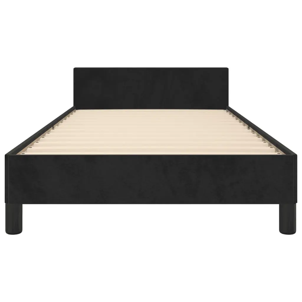 Black Velvet King Single Bed Frame with Adjustable Headboard