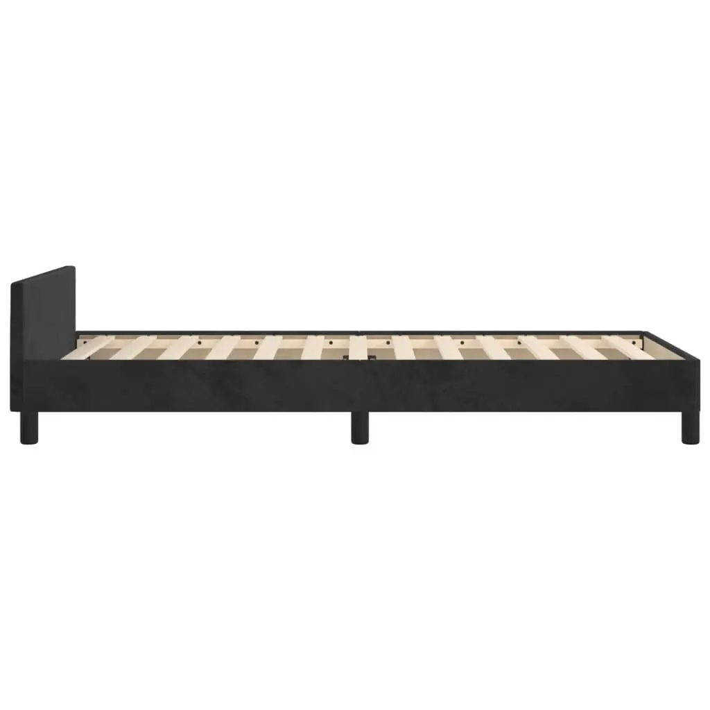 Black Velvet King Single Bed Frame with Adjustable Headboard