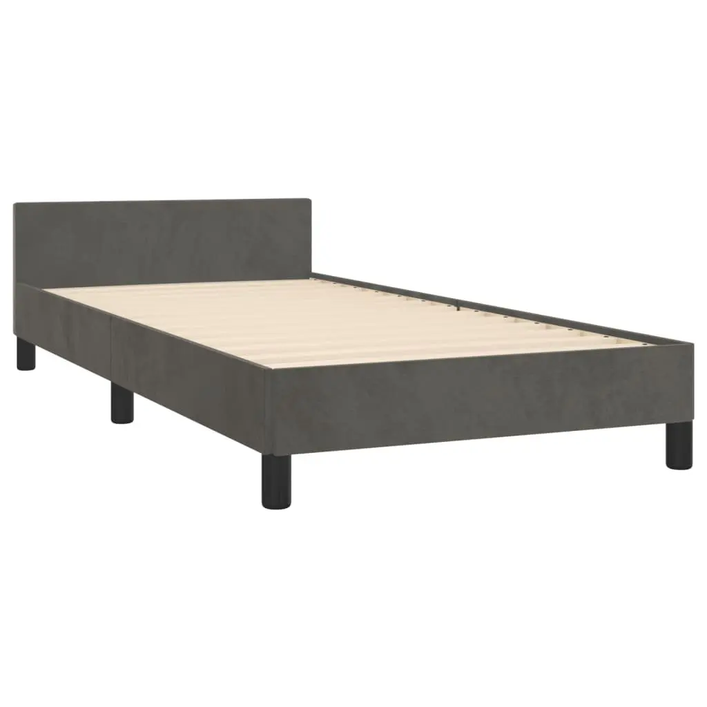 King Single Bed Frame Grey Velvet 107x203cm