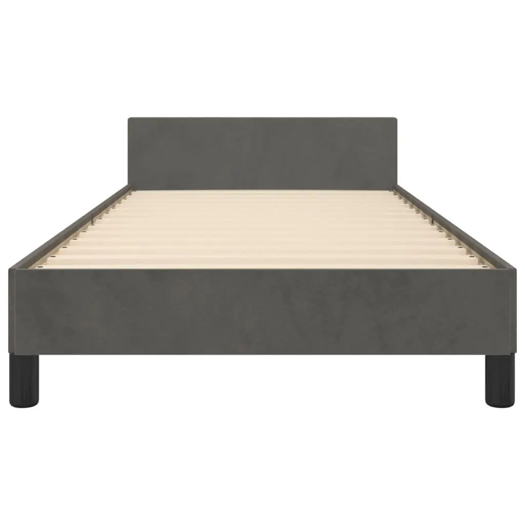 King Single Bed Frame Grey Velvet 107x203cm