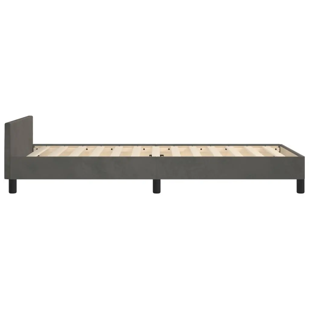 King Single Bed Frame Grey Velvet 107x203cm
