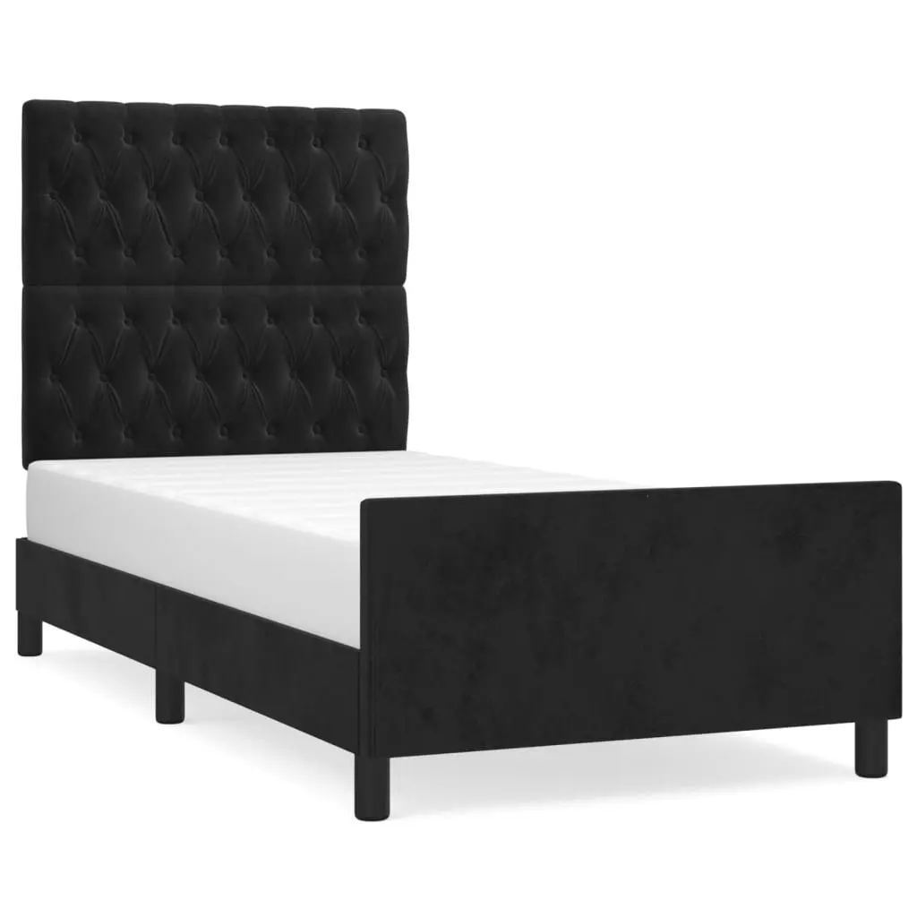 King Single Bed Frame with Velvet Headboard