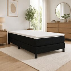 Box Spring Bed with Mattress King Single 106x203 cm in Black