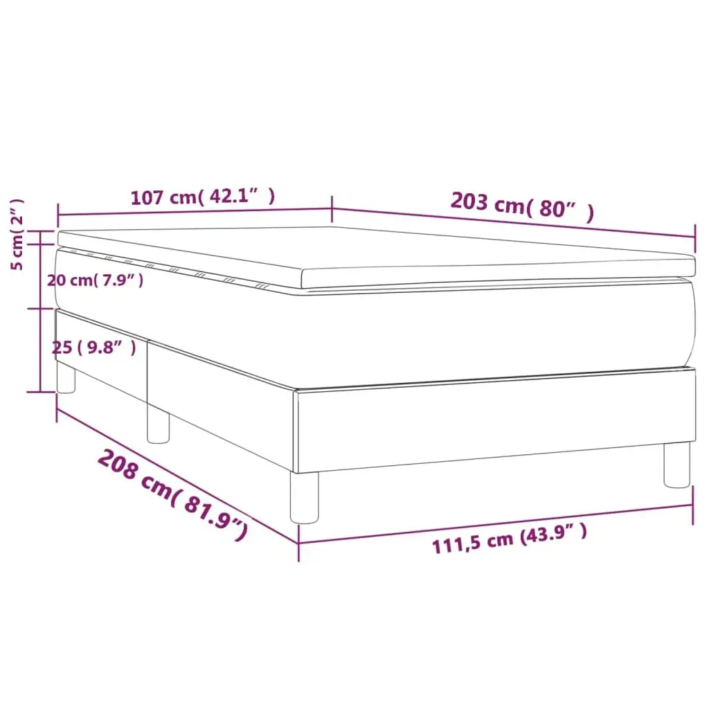 Box Spring Bed Black Fabric King Single 106x203 cm Pocket Spring Mattress
